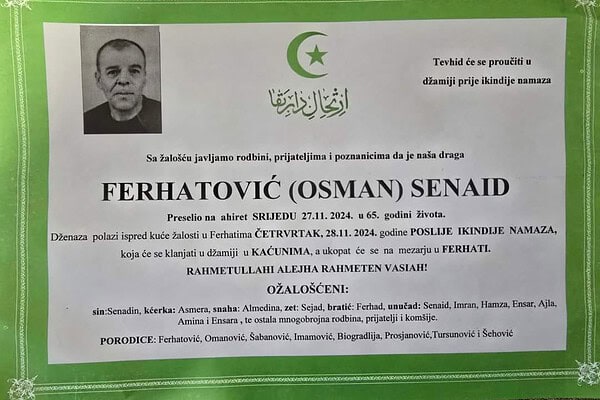 Otac Senadina Ferhatovića preselio na bolji svijet